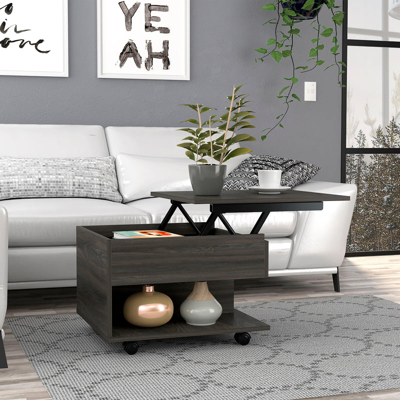 Luanda Lift Top Coffee Table, Casters, One Shelf -Espresso - Supfirm