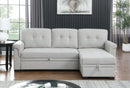 Lucca Light Gray Linen Reversible Sleeper Sectional Sofa with Storage Chaise - Supfirm