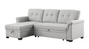 Lucca Light Gray Linen Reversible Sleeper Sectional Sofa with Storage Chaise - Supfirm