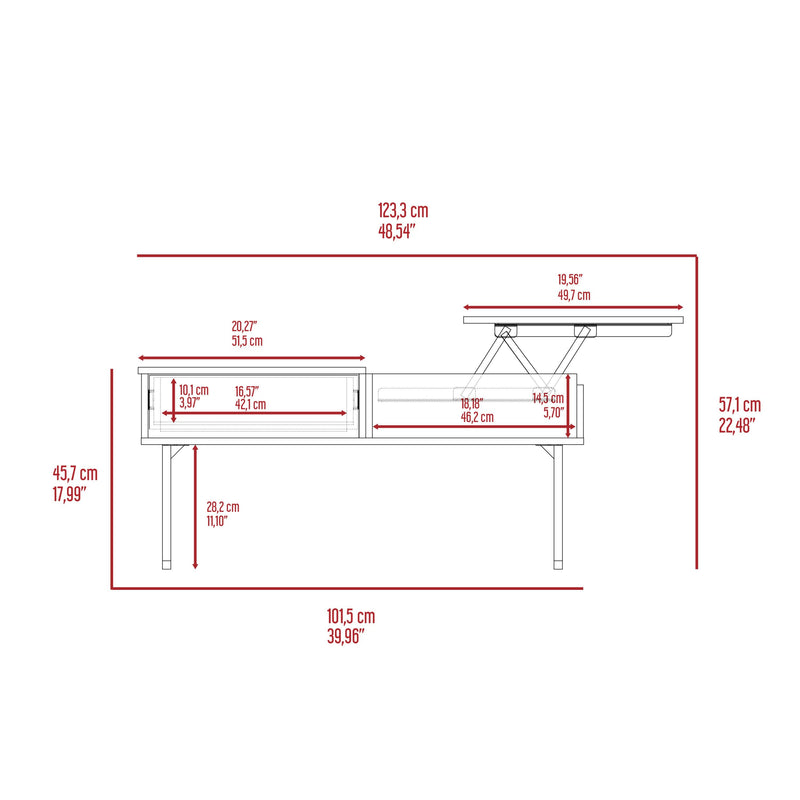 Luxor Lift Top Coffee Table With Drawer -Dark Walnut - Supfirm