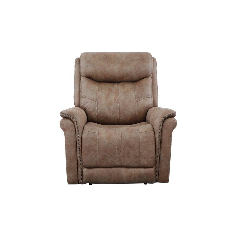 Luxurious Dual-Power Recliner - Warm Camel Faux-Suede, Power Footrest, Power Headrest - Meticulous Craftsmanship, Built-In USB Charging Port - Supfirm