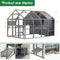 Luxury Cat Cage Outdoor Wooden Catio Enclosure Patio Large Cat Run House for Multiple Pets Walk in Kitten Kennel with Bouncy Bridge, Platforms, Small Houses, Seating and Sunshine Panel- 108.7'', Gray - Supfirm