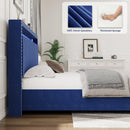 Luxury Gas Lift Storage Bed with RF LED Lights, Storage Headboard ,FULL Size ,Velvet Blue - Supfirm