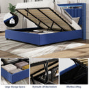 Luxury Gas Lift Storage Bed with RF LED Lights, Storage Headboard ,FULL Size ,Velvet Blue - Supfirm