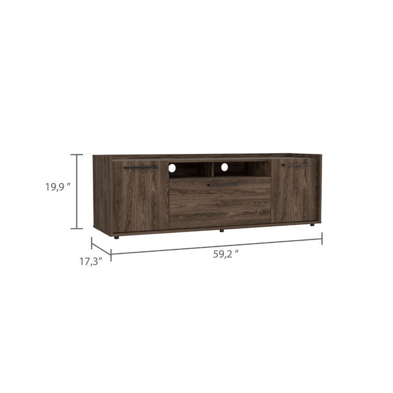 Lyon Tv Stand for TV´s up 55", One Cabinet, Double Door -Dark Walnut - Supfirm