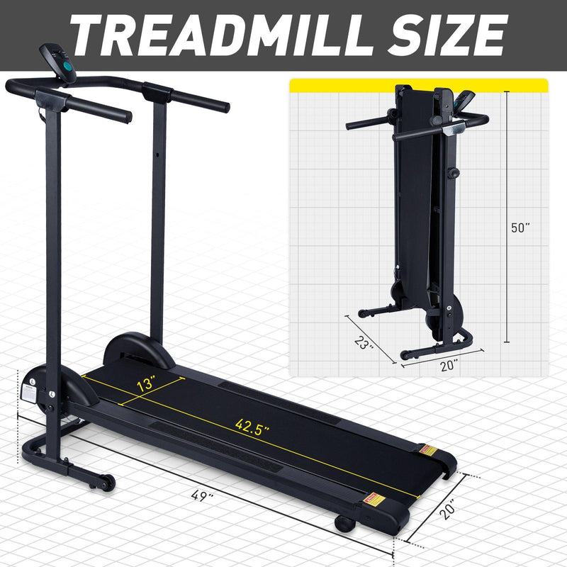 Manual Treadmill Non Electric Treadmill with 10° Incline Small Foldable Treadmill for Apartment Home Walking Running (Mode GHN213) - Supfirm