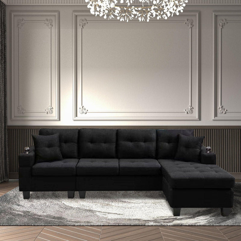 MEGA right sectional sofa with footrest, convertible corner sofa with armrest storage, living room and apartment sectional sofa, right chaise longue and grey - Supfirm