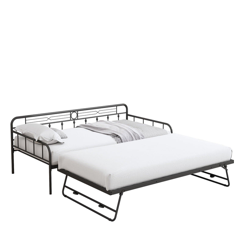 Metal Daybed with Twin size Trundle，Twin Size Sofa Bed Frame - Supfirm