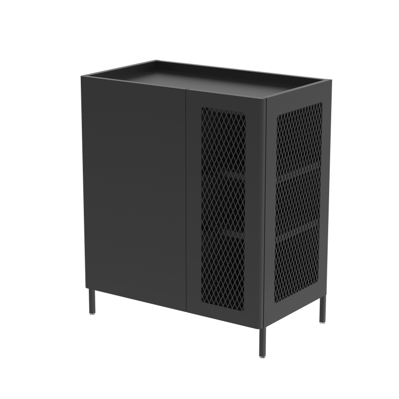 Supfirm Metal Sideboard Cabinet with Mesh Element Doors and Adjustable Shelves for Dining Room,Kitchen, Living Room,Hallway(Black) - Supfirm