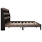 Mid Century Modern Style Queen Bed Frame with Bookshelf and LED Lights and USB Port, Walnut and Black - Supfirm