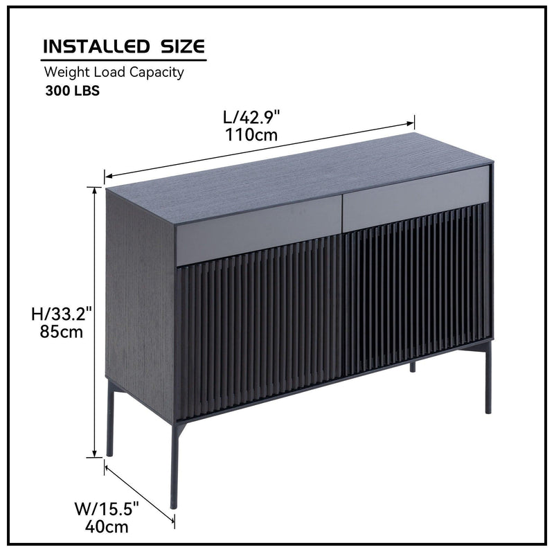 Mid Century Sideboard Cabinet Buffet Table Kitchen Storage Cabinet Coffee Bar Cabinet with 2 Drawers and Doors for Home Kitchen, Dining Room, Livingroom - Supfirm