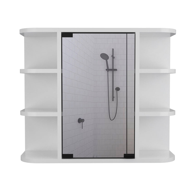 Supfirm Milan Medicine Cabinet, Six External Shelves Mirror, Three Internal Shelves -White - Supfirm