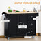 Mobile Kitchen Island with Drop Leaf, Storage Trolley Cart on Wheels, Towel/Spice Rack, 3 Drawers, 2-Door Cabinet, Black - Supfirm