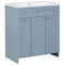 Modern 30-Inch Bathroom Vanity Cabinet with Easy-to-Clean Resin Integrated Sink in Blue - Supfirm