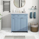 Modern 30-Inch Bathroom Vanity Cabinet with Easy-to-Clean Resin Integrated Sink in Blue - Supfirm