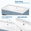 Modern 30-Inch Bathroom Vanity Cabinet with Easy-to-Clean Resin Integrated Sink in Blue - Supfirm