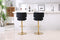 Modern Barstools Bar Height, Swivel Velvet Bar Stool Counter Height Bar Chairs Adjustable Tufted Stool with Back& Footrest for Home Bar Kitchen Island Chair (Black, Set of 2) - Supfirm