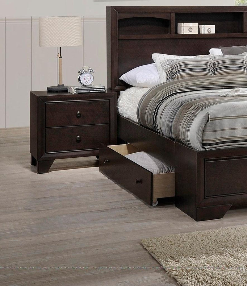 Modern Bedroom Nightstand Brown Color Drawers Bedside Table Rubberwood - Supfirm