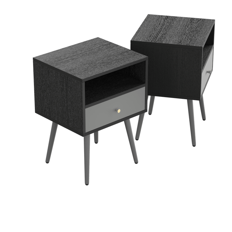 Modern Bedside Tables Set of 2,Nightstand with 1 Storage Drawer -Chic Simple Assembly End Side Table,Sofa Table,for bedroom/living room/office (2pcs,dark grey) - Supfirm