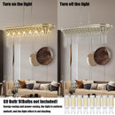 Modern Champagne Gold Living Room Kitchen Island Light - Oval Crystal ceiling chandelier - Supfirm