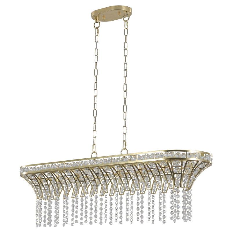 Modern Champagne Gold Living Room Kitchen Island Light - Oval Crystal ceiling chandelier - Supfirm