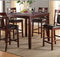 Modern Contemporary 5pc Counter Height Dining Set Cherry / Brown Finish Unique Eyelet Back 4x Chairs - Supfirm