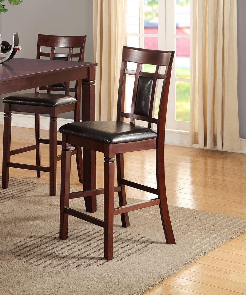 Modern Contemporary 5pc Counter Height Dining Set Cherry / Brown Finish Unique Eyelet Back 4x Chairs - Supfirm