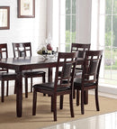 Modern Contemporary 7pc Dining Set Espresso Finish Unique Eyelet Back 6x Side Chairs Cushion Seats Dining Room Furniture - Supfirm