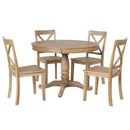 Modern Dining Table Set for 4,Round Table and 4 Kitchen Room Chairs,5 Piece Kitchen Table Set for Dining Room,Dinette,Breakfast Nook,Natural Wood Wash - Supfirm