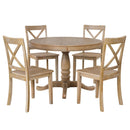 Modern Dining Table Set for 4,Round Table and 4 Kitchen Room Chairs,5 Piece Kitchen Table Set for Dining Room,Dinette,Breakfast Nook,Natural Wood Wash - Supfirm