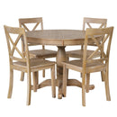 Modern Dining Table Set for 4,Round Table and 4 Kitchen Room Chairs,5 Piece Kitchen Table Set for Dining Room,Dinette,Breakfast Nook,Natural Wood Wash - Supfirm