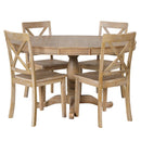 Modern Dining Table Set for 4,Round Table and 4 Kitchen Room Chairs,5 Piece Kitchen Table Set for Dining Room,Dinette,Breakfast Nook,Natural Wood Wash - Supfirm