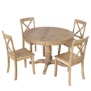 Modern Dining Table Set for 4,Round Table and 4 Kitchen Room Chairs,5 Piece Kitchen Table Set for Dining Room,Dinette,Breakfast Nook,Natural Wood Wash - Supfirm