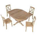 Modern Dining Table Set for 4,Round Table and 4 Kitchen Room Chairs,5 Piece Kitchen Table Set for Dining Room,Dinette,Breakfast Nook,Natural Wood Wash - Supfirm