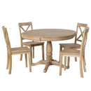 Modern Dining Table Set for 4,Round Table and 4 Kitchen Room Chairs,5 Piece Kitchen Table Set for Dining Room,Dinette,Breakfast Nook,Natural Wood Wash - Supfirm