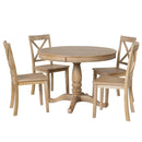 Modern Dining Table Set for 4,Round Table and 4 Kitchen Room Chairs,5 Piece Kitchen Table Set for Dining Room,Dinette,Breakfast Nook,Natural Wood Wash - Supfirm