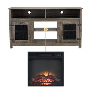 Modern Farmhouse TV Stand with Electric Fireplace, Fit up to 65" Flat Screen TV with Storage Cabinet and Adjustable Shelves Industrial Entertainment Center for Living Room, Grey - Supfirm