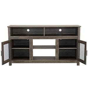 Modern Farmhouse TV Stand with Electric Fireplace, Fit up to 65" Flat Screen TV with Storage Cabinet and Adjustable Shelves Industrial Entertainment Center for Living Room, Grey - Supfirm