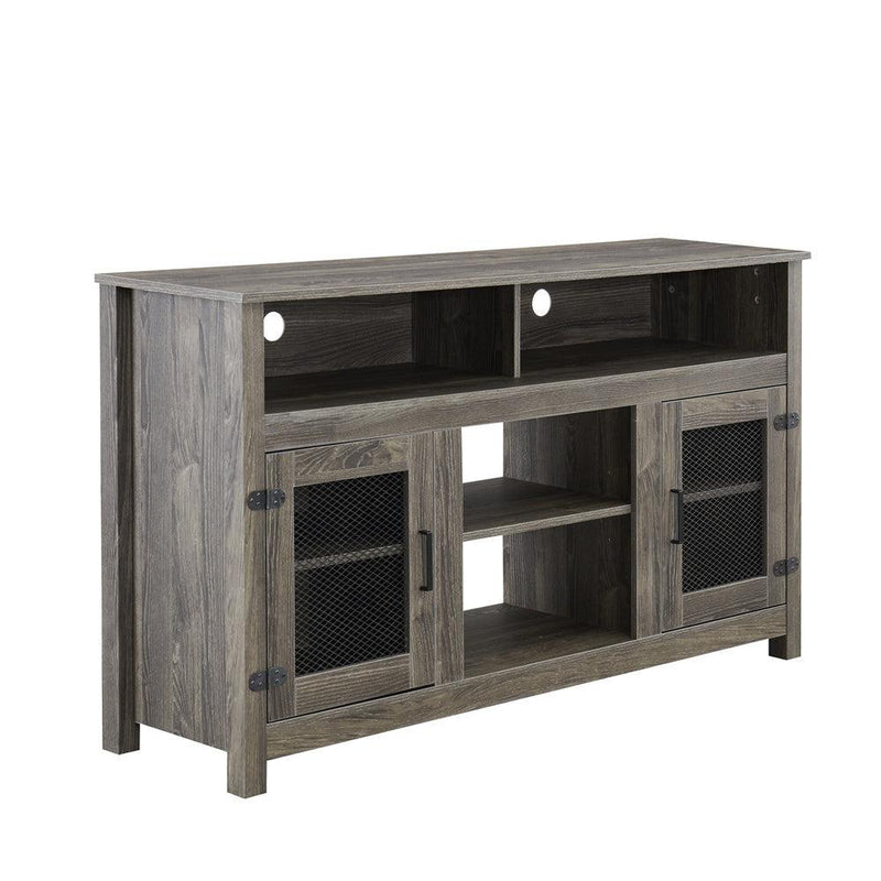 Modern Farmhouse TV Stand with Electric Fireplace, Fit up to 65" Flat Screen TV with Storage Cabinet and Adjustable Shelves Industrial Entertainment Center for Living Room, Grey - Supfirm