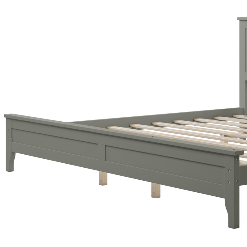 Modern Gray Solid Wood King Platform Bed, Common - Supfirm