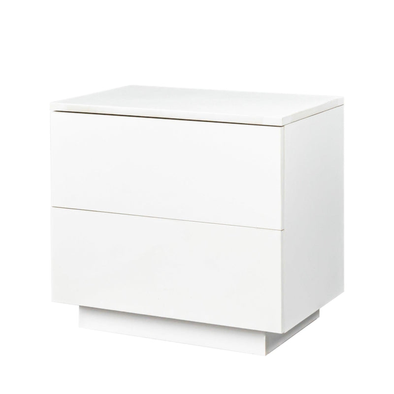 Modern High gloss UV Night Stand with 2 drawers & LED lights - Supfirm