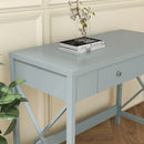 Modern Home Office Desk Study Table Writing Desk with 1 Storage Drawer,Makeup Vanity Dressing Table X Design Accent-Grey - Supfirm