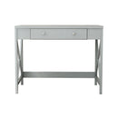 Modern Home Office Desk Study Table Writing Desk with 1 Storage Drawer,Makeup Vanity Dressing Table X Design Accent-Grey - Supfirm