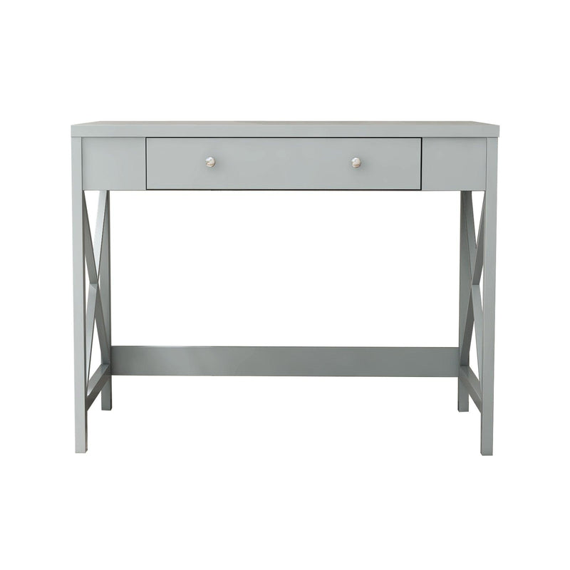 Modern Home Office Desk Study Table Writing Desk with 1 Storage Drawer,Makeup Vanity Dressing Table X Design Accent-Grey - Supfirm