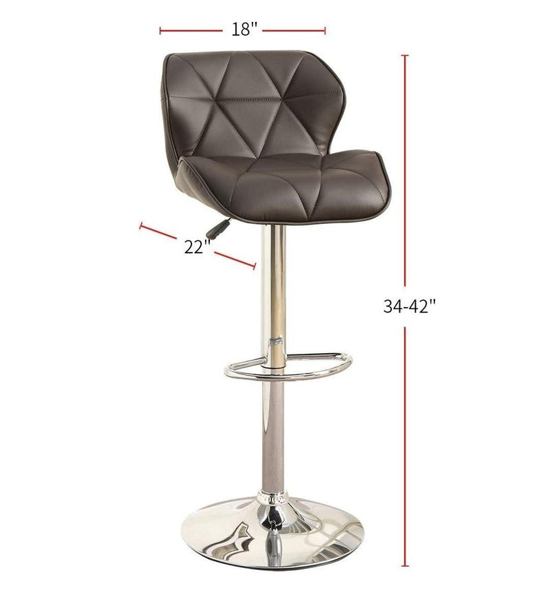 Modern Kitchen Island Stools Brown Faux Leather Stool Counter Height Chairs Seat Set of 2 Adjustable Height Gas Lift Chrome Base. - Supfirm