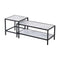 Modern Nesting coffee table Square & rectangle,Black metal frame with wood marble color top - Supfirm