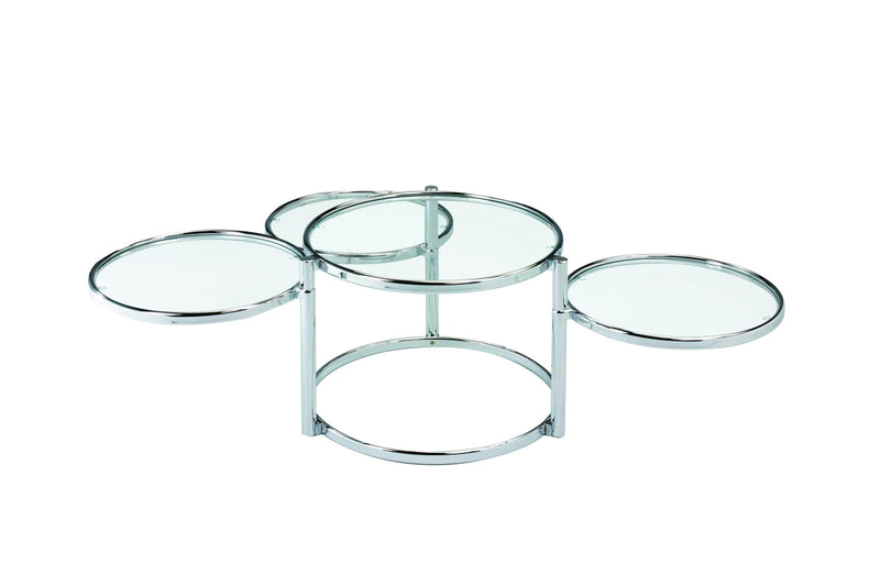 Modern Nesting Coffee Table With Clear Glass and Chrome - Supfirm