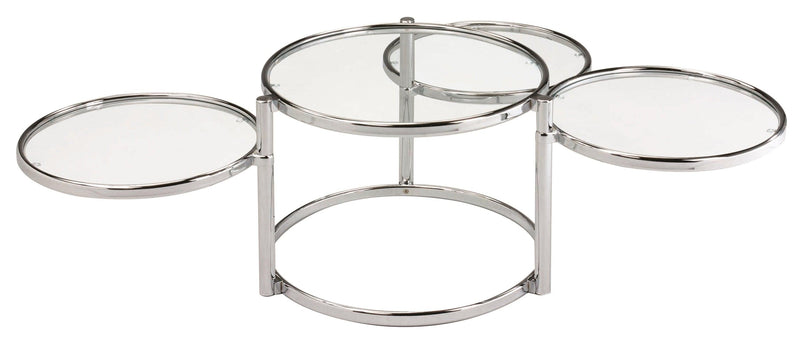 Modern Nesting Coffee Table With Clear Glass and Chrome - Supfirm