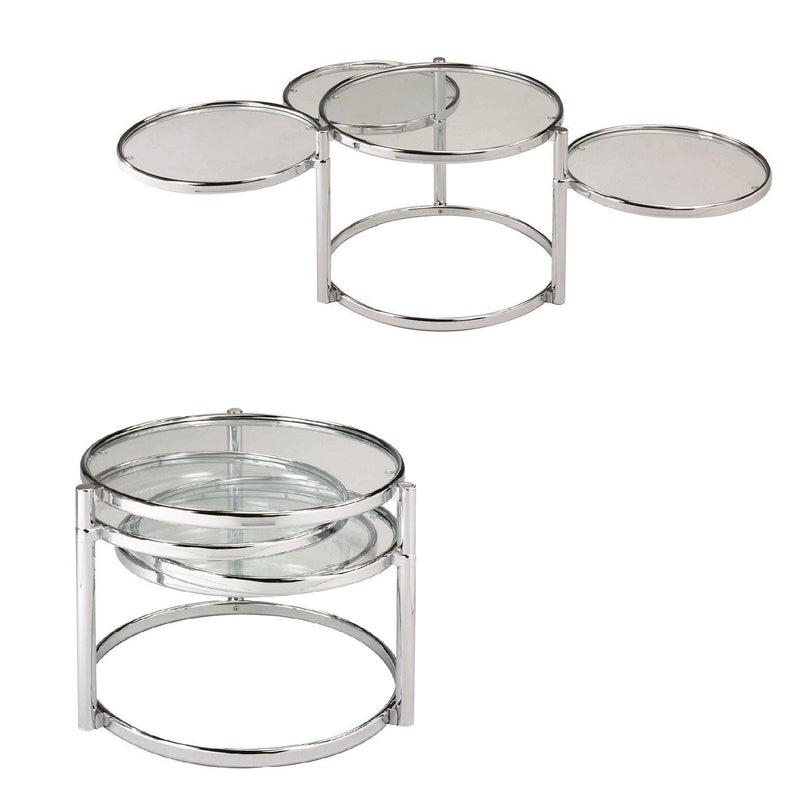 Modern Nesting Coffee Table With Clear Glass and Chrome - Supfirm