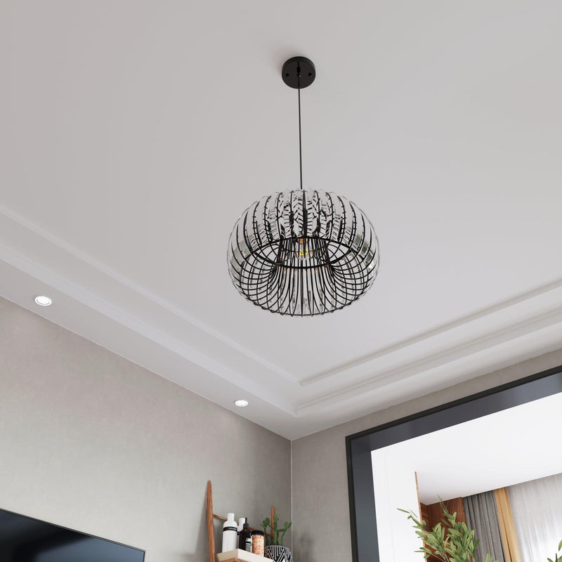 Modern Oblate Black Crystal Chandelier Fixture, Ceiling Pendant light for Living Room, Bedroom, Kitchen, Dining Room, Hallway, Adjustable Color Temperature, Dimmable, 120V, E26, W16.5*L31.5 - Supfirm